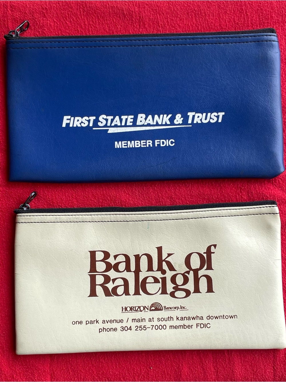 Set of 2 - Vintage Vinyl Bank Deposit Bags